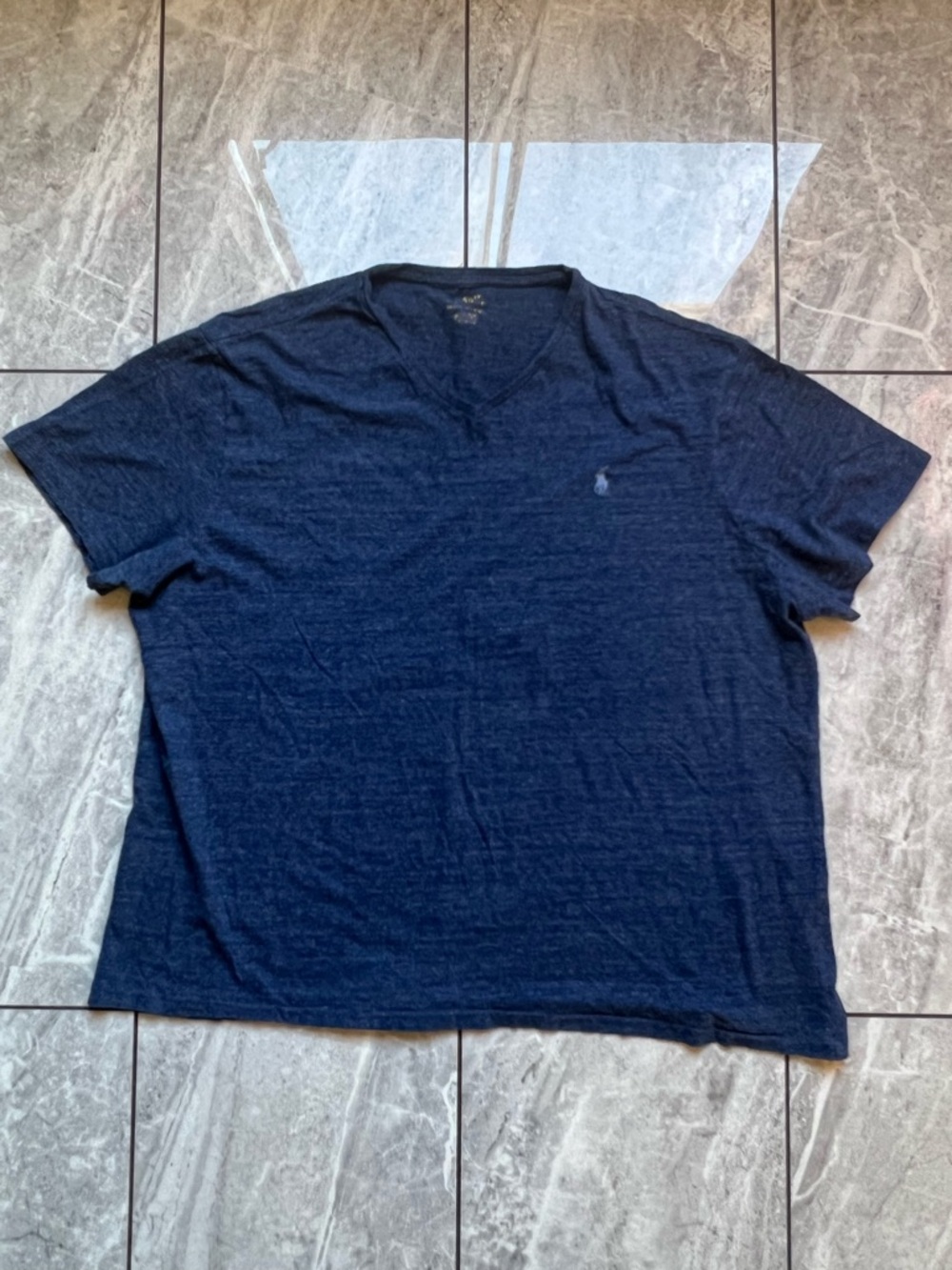 Polo Ralph Lauren Men's Navy Heather V-Neck S/S T-Shirt Embroidered Pony 2XL